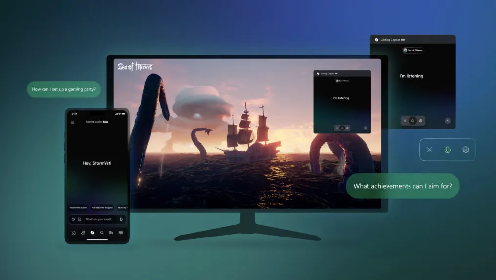 Tampilan antarmuka Microsoft Gaming Copilot di layar PC