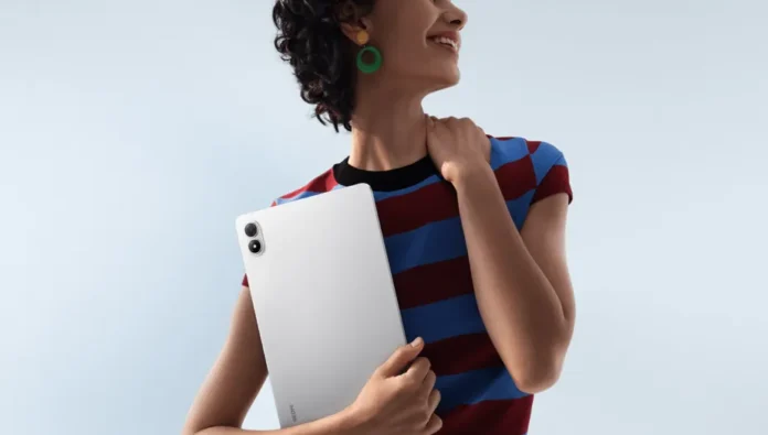 Redmi Pad 2 Pro tablet dalam warna Graphite Grey dengan bodi logam ramping
