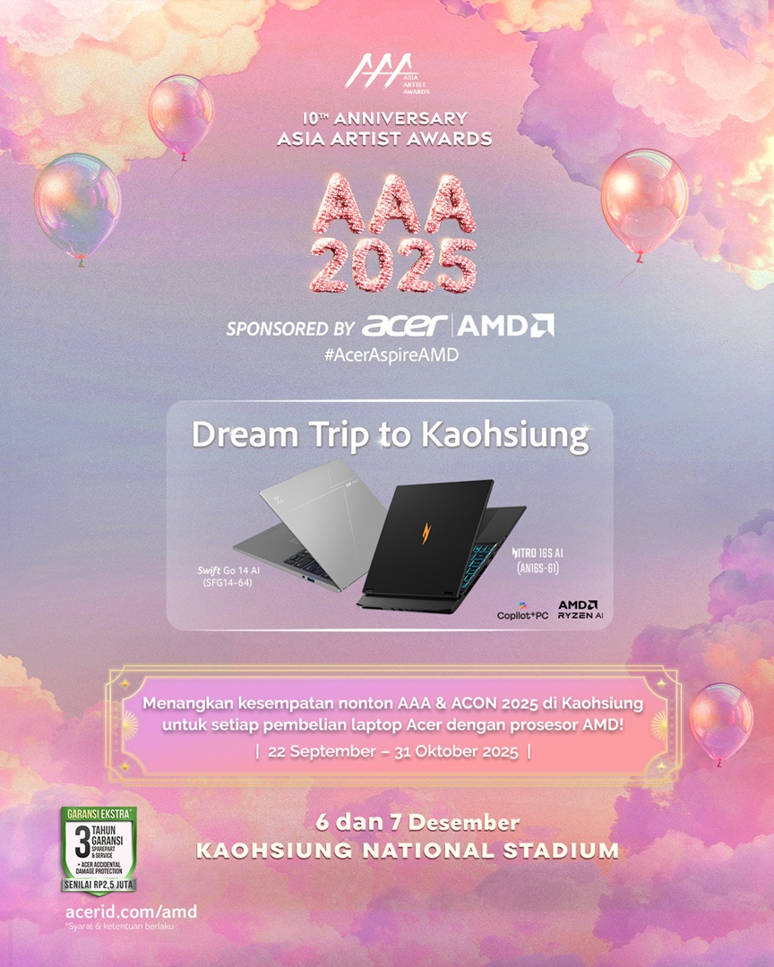 Content image for article: Acer Indonesia Hadiahkan Pengalaman Langsung Asia Artist Awards 2025 di Taiwan