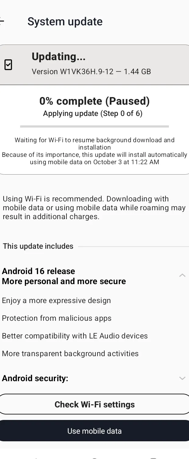 Moto G (2025) Android 16 update