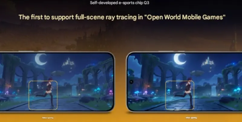 Perbandingan performa gaming dengan dan tanpa chip Q3 pada iQOO 15