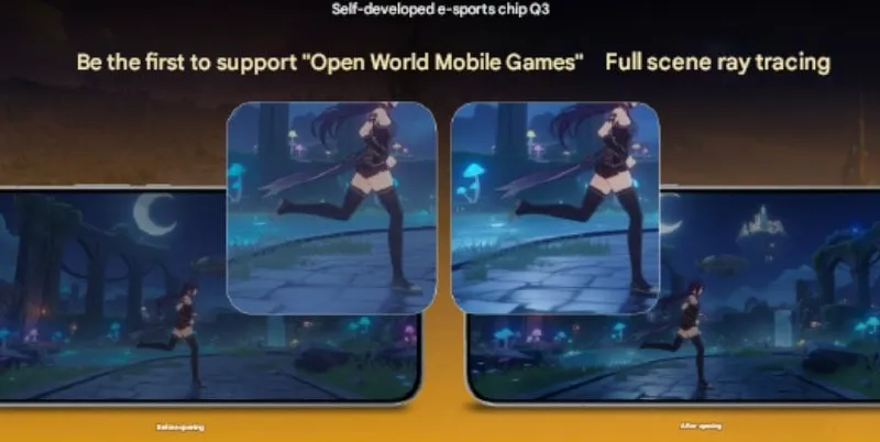 Ilustrasi chip Q3 iQOO dengan arsitektur hybrid untuk gaming mobile