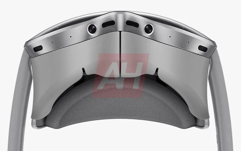 Desain depan Samsung Galaxy XR headset dengan sensor dan kamera