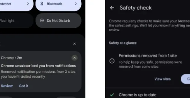 Screenshots show the new feature on Chrome's Safety Check.