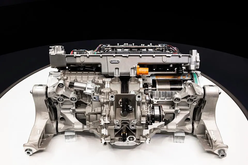 The front motors and inverter on the Ferrari Elettrica