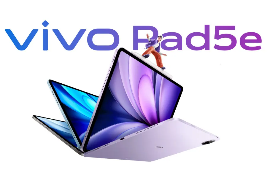 Vivo Pad 5e tampak depan menampilkan layar lebar dan desain tipis