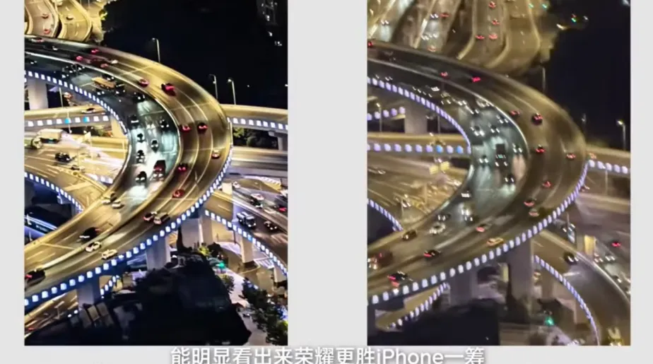 Perbandingan hasil fotografi malam Honor Magic 8 Pro vs iPhone 17 Pro dari helikopter