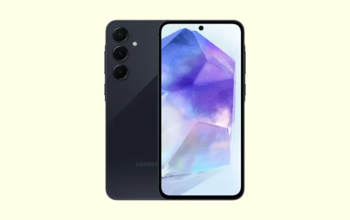 Samsung Galaxy A55 5G smartphone dengan desain premium dan layar Infinity-O display