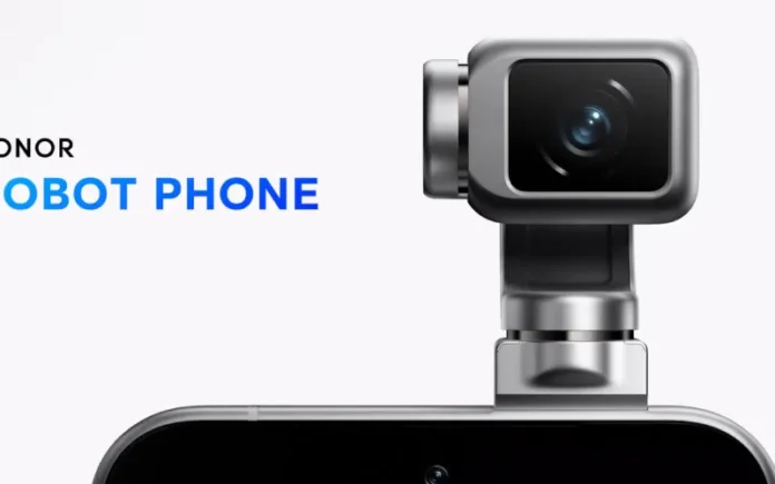 Konsep Honor Robot Phone dengan desain premium dan gimbal lengan robot tersembunyi yang bisa terbuka otomatis