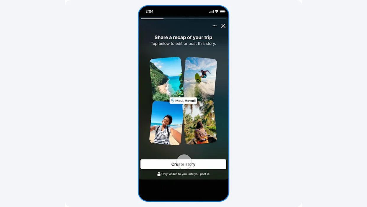 Ilustrasi antarmuka fitur AI Meta yang memindai foto di ponsel
