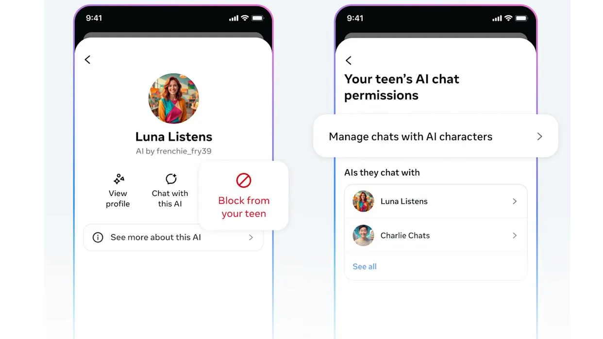 Ilustrasi kontrol orangtua untuk chatbot AI di platform media sosial