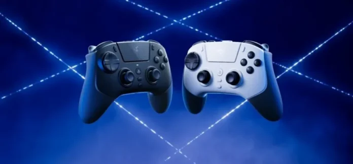 Razer Raiju V3 Pro, kontroler game nirkabel PlayStation 5 warna putih dengan tombol back button dan thumbstick yang dapat ditukar