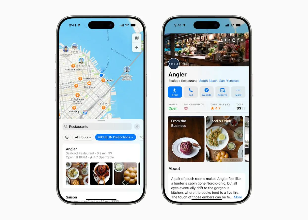 Ilustrasi antarmuka Apple Maps dengan integrasi iklan yang tidak mengganggu