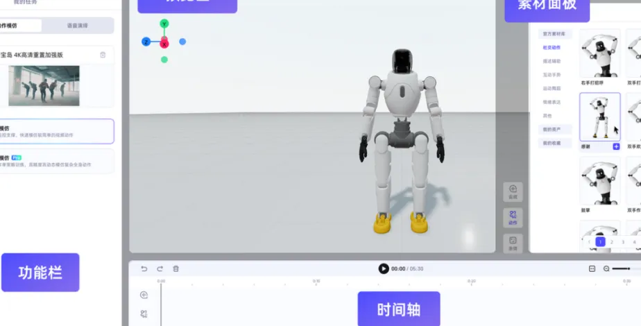 Antarmuka platform LinkCraft yang menunjukkan analisis gerakan manusia untuk robot