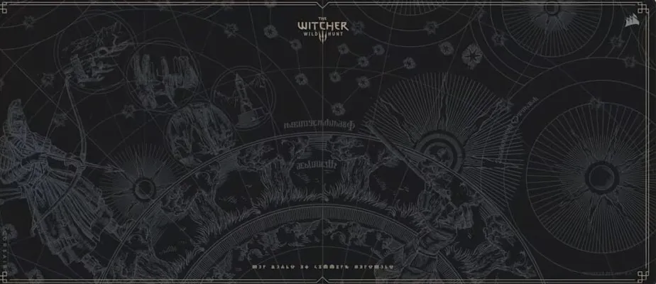 CORSAIR K65 PLUS WIRELESS Keyboard edisi The Witcher 3 dengan tanda Signs di keycap dan medali serigala