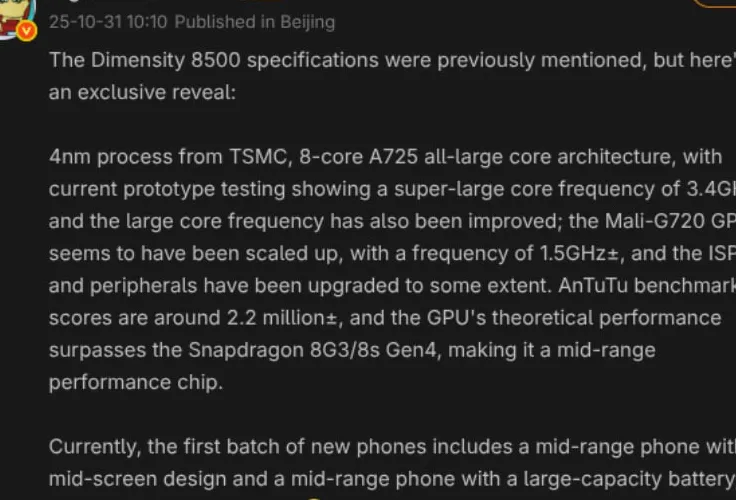 MediaTek Dimensity 8500 Bocor, Performa GPU Bisa Kalahkan Snapdragon?