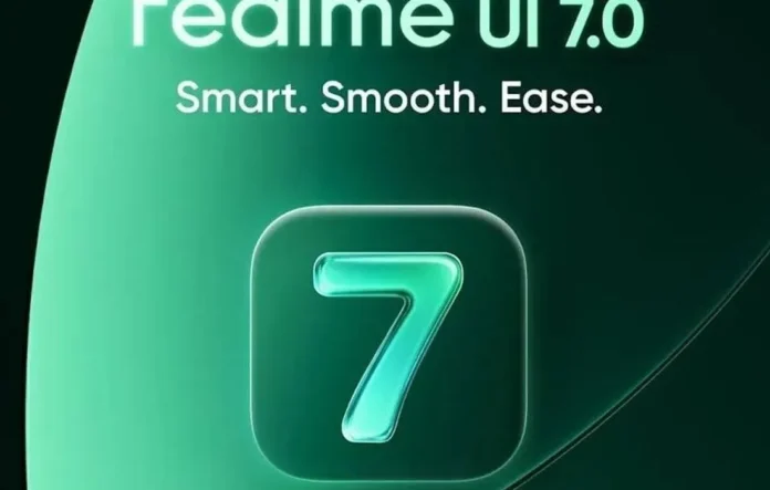 Ilustrasi antarmuka Realme UI 7.0 dengan desain Light Glass dan fitur AI terbaru