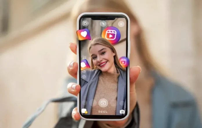 Ilustrasi antarmuka Instagram Stories dengan ikon mata tertutup melambangkan privasi