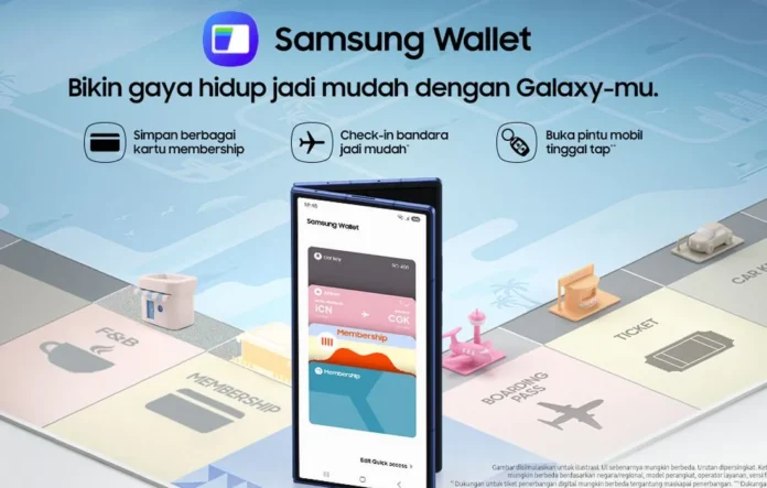 Antarmuka aplikasi Samsung Wallet di smartphone Samsung Galaxy