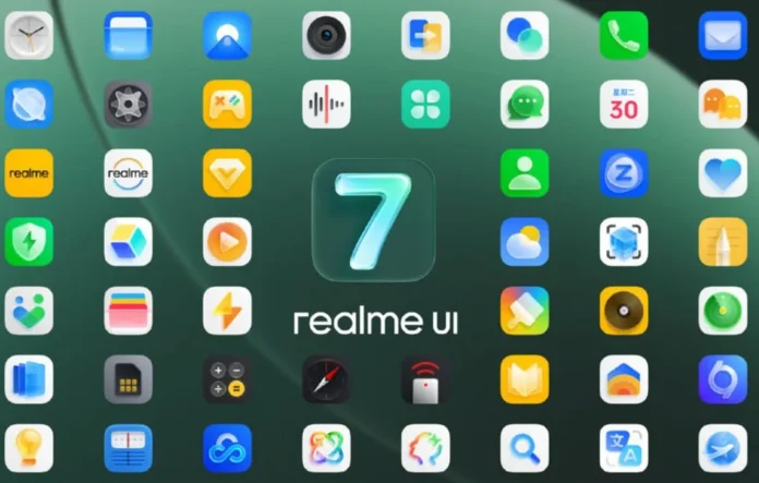 Ikon-ikon antarmuka Realme UI 7.0 dengan desain visual baru yang lebih halus