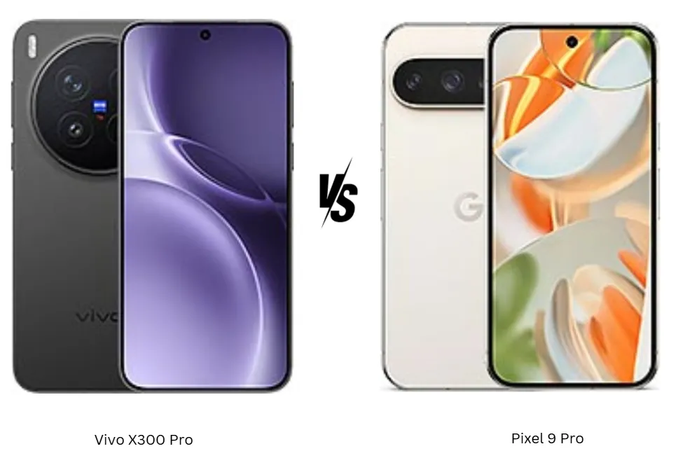 Perbandingan visual Vivo X300 Pro dan Google Pixel 9 Pro menunjukkan perbedaan desain dan tampilan