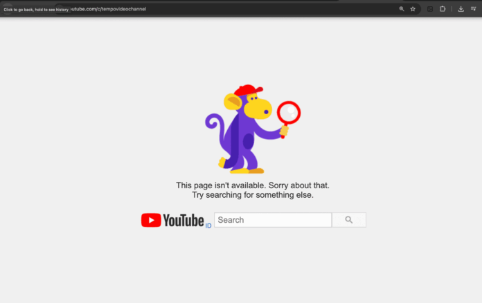 Akun YouTube Tempo Hilang, Diduga Dibajak untuk Siaran Bitcoin