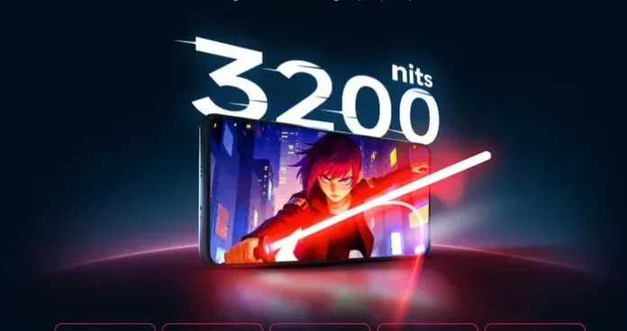 Ilustrasi smartphone Redmi Note 15 5G dengan layar AMOLED melengkung yang super terang