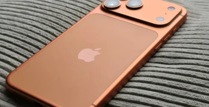 Ilustrasi konsep desain iPhone 18 Pro dengan tampilan samping dan belakang yang mirip generasi sebelumnya, latar belakang gelap futuristik.