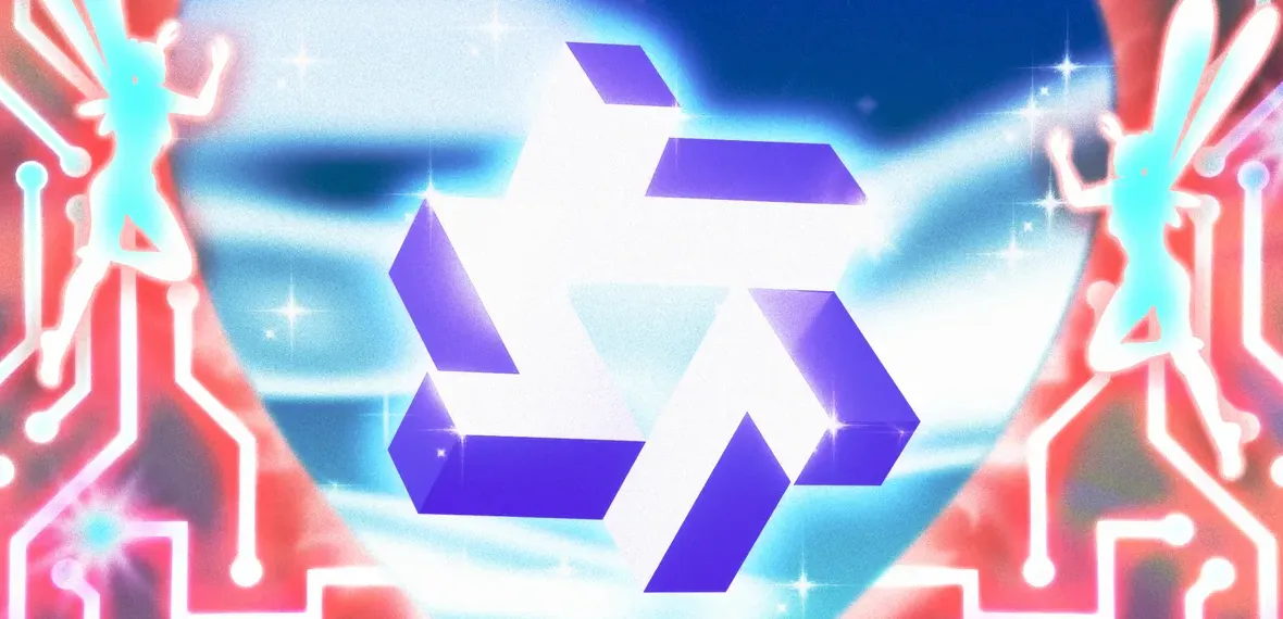 Ilustrasi kacamata pintar AI dengan logo Qwen dan grafik pertumbuhan popularitas model AI open-source