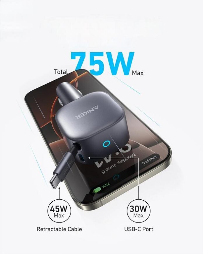 Anker 75W Ultra-Compact: Charger Mobil dengan Kabel Tarik-Ulang yang Bikin Perjalanan Makin Produktif