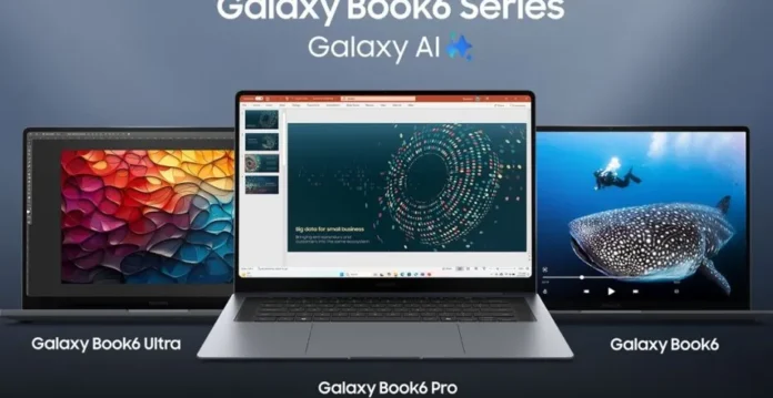 Tiga model laptop Samsung Galaxy Book 6 series - Ultra, Pro, dan standar - yang diluncurkan di CES 2026