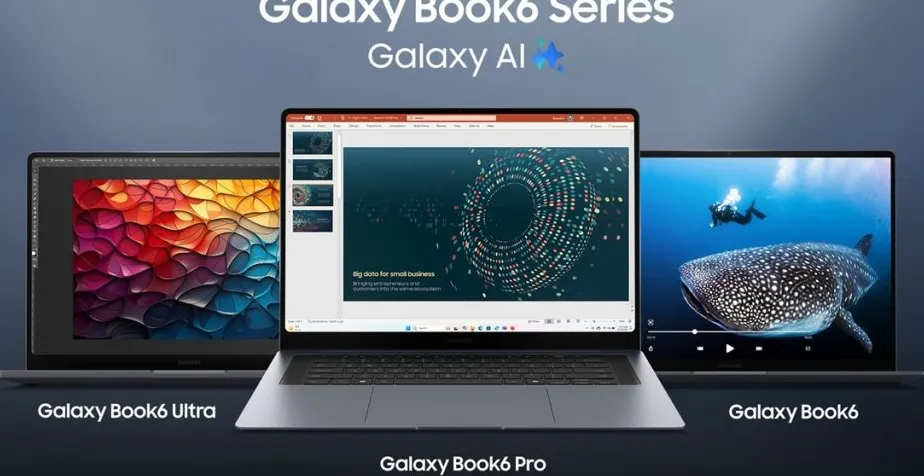 Tiga model laptop Samsung Galaxy Book 6 series - Ultra, Pro, dan standar - yang diluncurkan di CES 2026