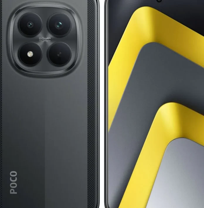 POCO M8 Pro 5G tampilan depan dan belakang warna silver