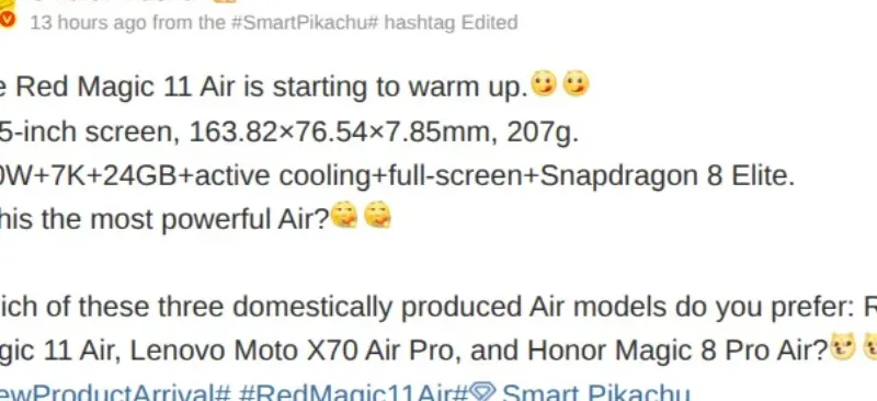 HP Gaming Kok Tipis? Bocoran Red Magic 11 Air Bikin Flagship Lain Minder!