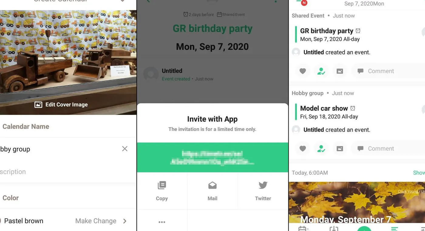Create a calendar, invite to a calendar, and view daily agenda with TimeTree