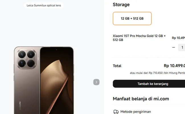 Harga HP Xiaomi 15T Pro di Indonesia per Januari 2026.