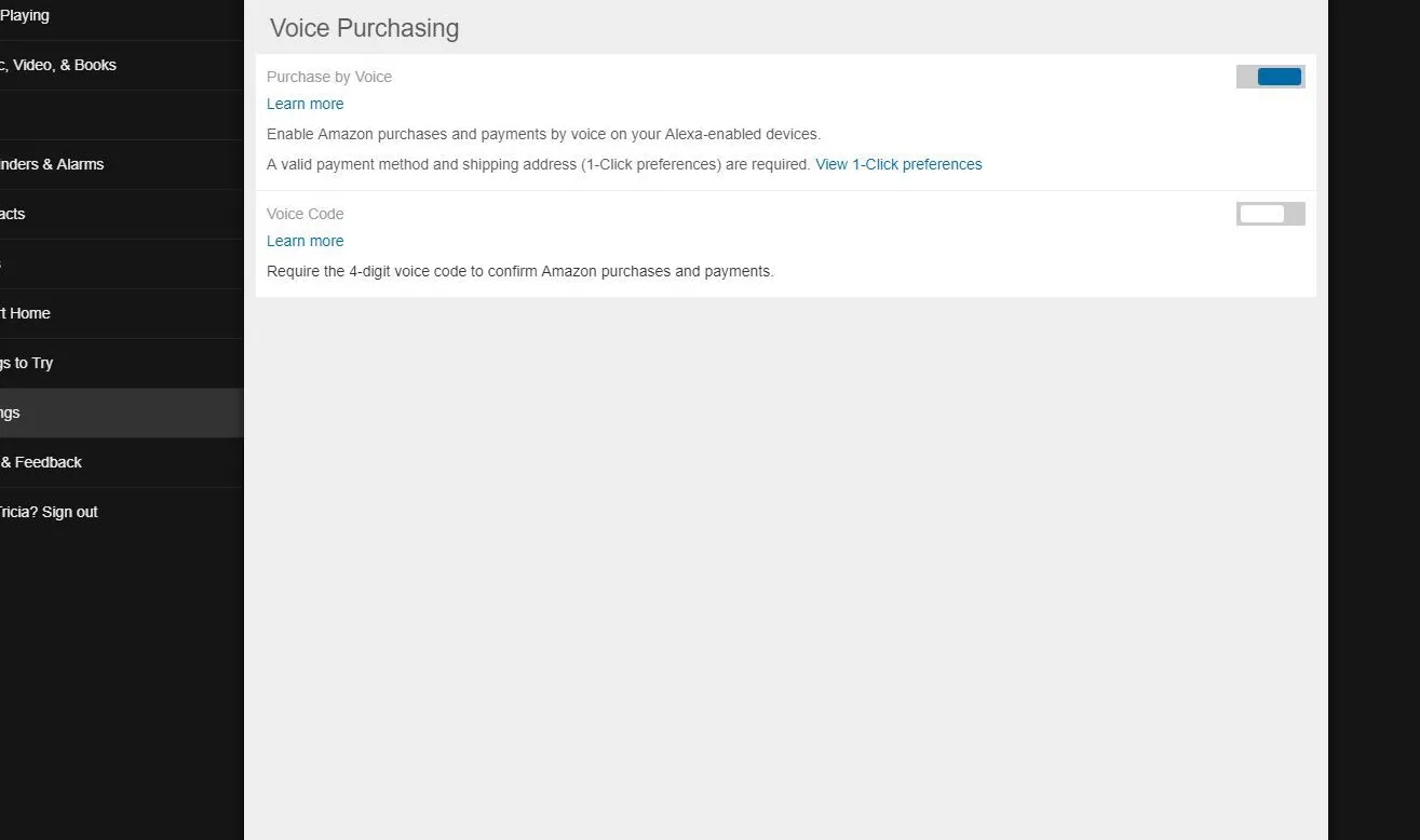 Screenshot of Voice Purchasing