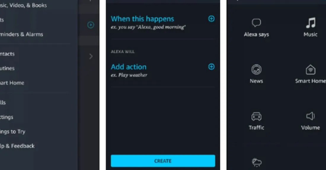Screenshot of Alexa routine settings