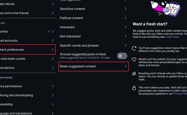 Cara reset algoritma Instagram.