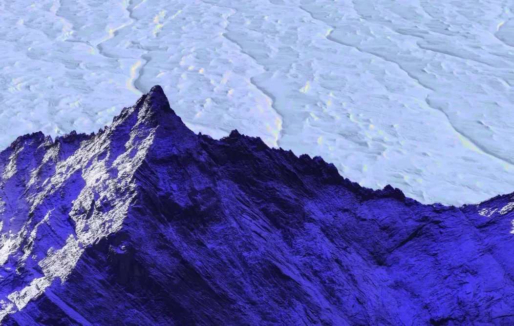 Ilustrasi teknik pemetaan baru yang mengungkap lanskap tersembunyi di bawah lapisan es Antartika.