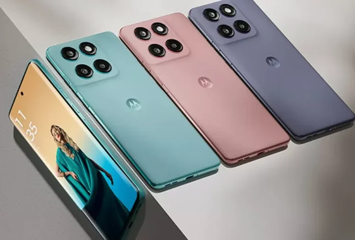 Ilustrasi Motorola Edge 70 Fusion dengan tampilan layar depan dan desain modern