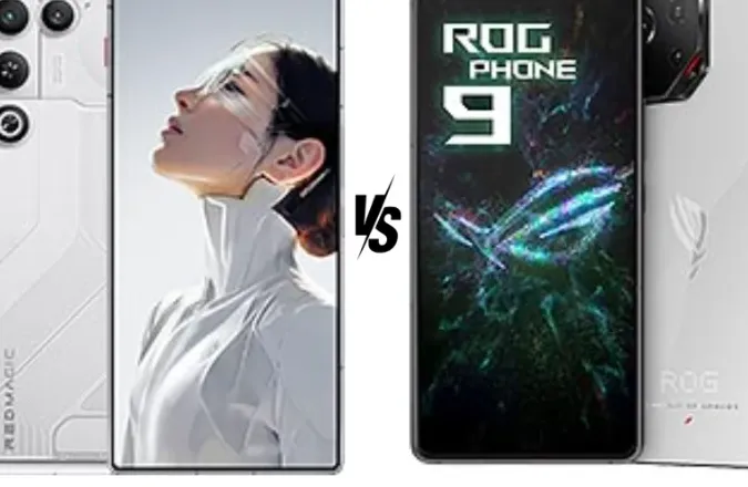 Perbandingan desain belakang RedMagic 11 Air dan ASUS ROG Phone 9