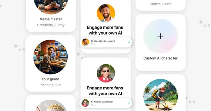 Ilustrasi logo Meta dengan latar belakang teknologi digital yang menggambarkan kebijakan baru chatbot AI.